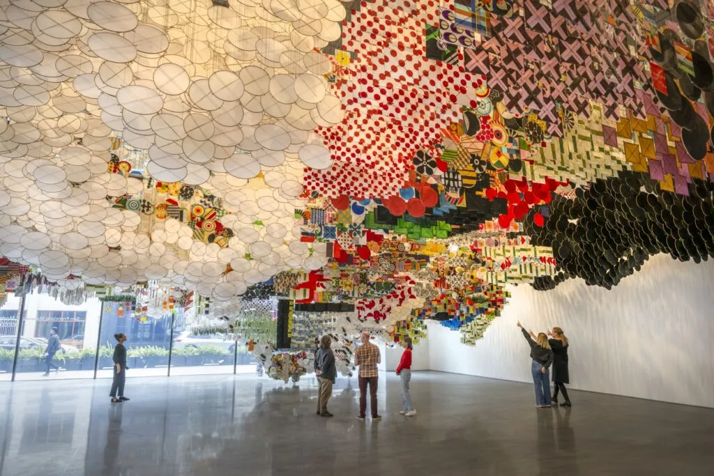 Installation view of Jacob Hashimoto: Giant Arc