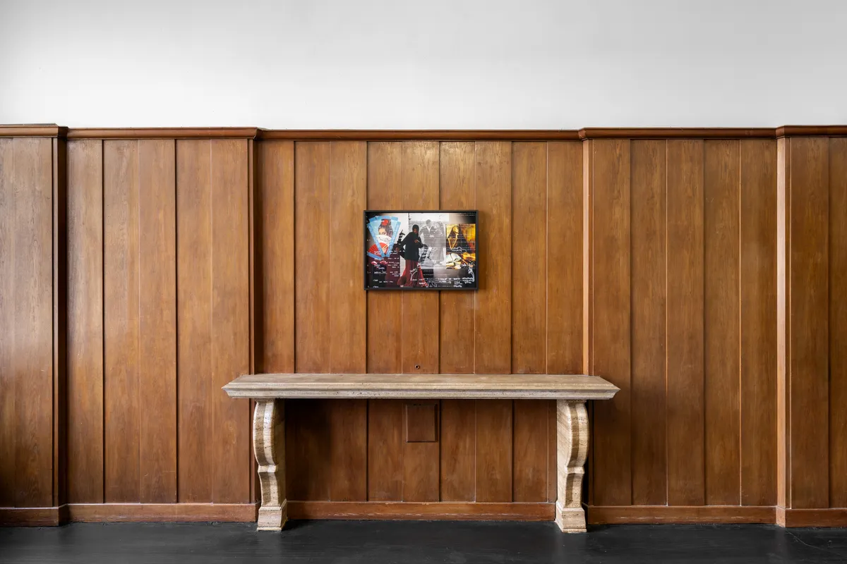 Installation view of Wu Tsang: Μέτοικε (Metoike) at Galerie Isabella Bortolozzi