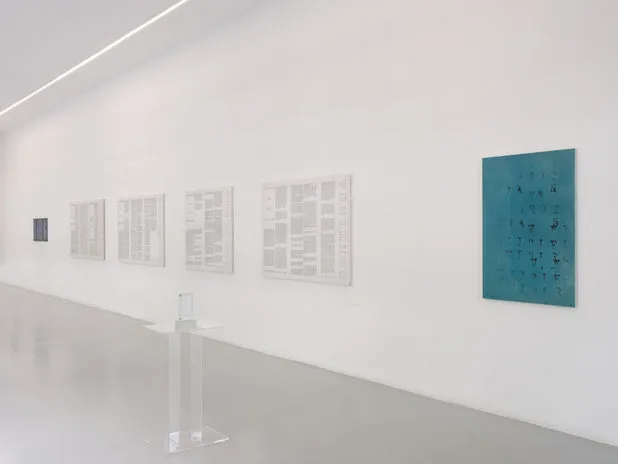 Installation view of Vincenzo Agnetti: Principia
