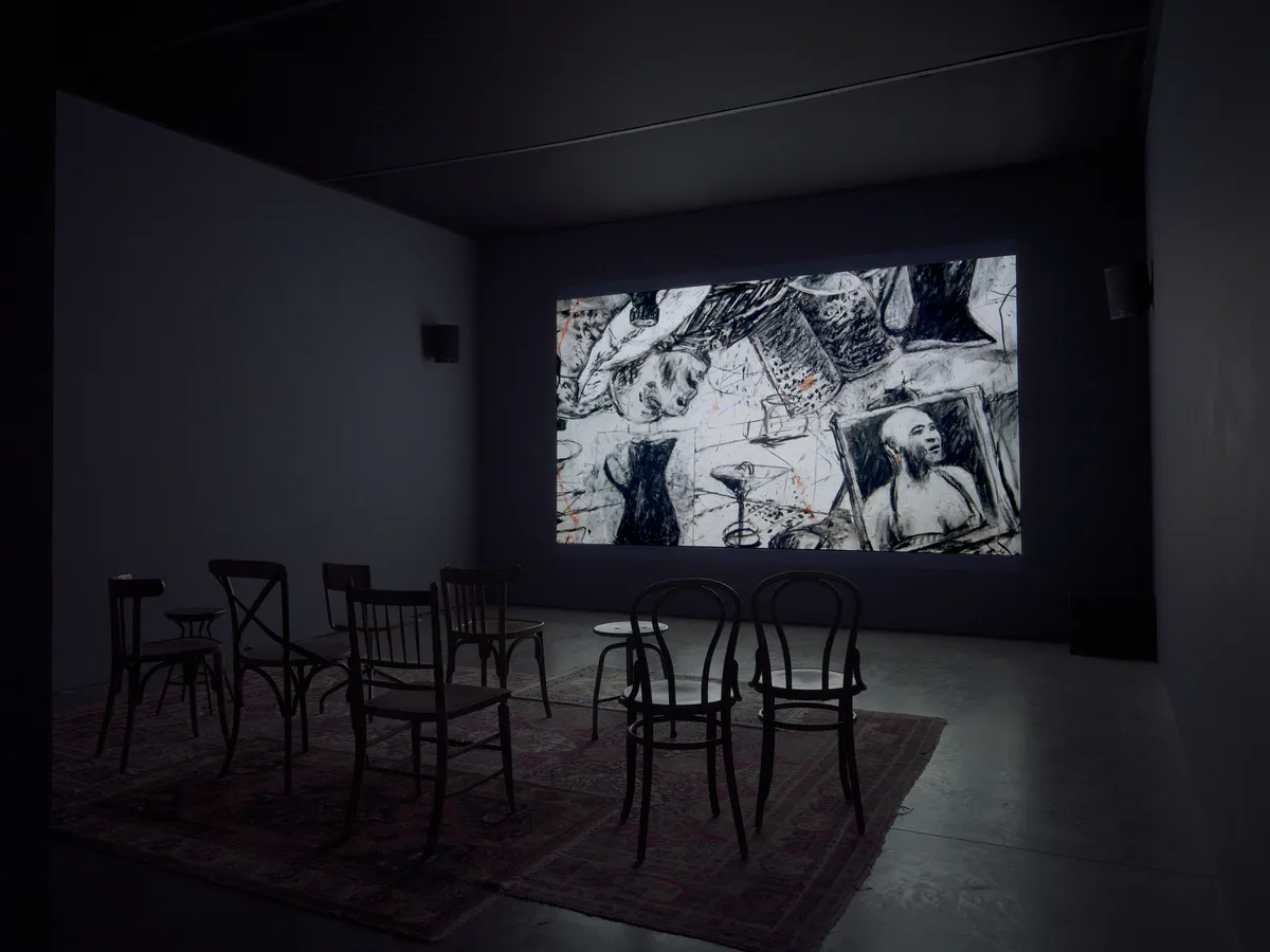 Installation view of William Kentridge: A Nicely Built City