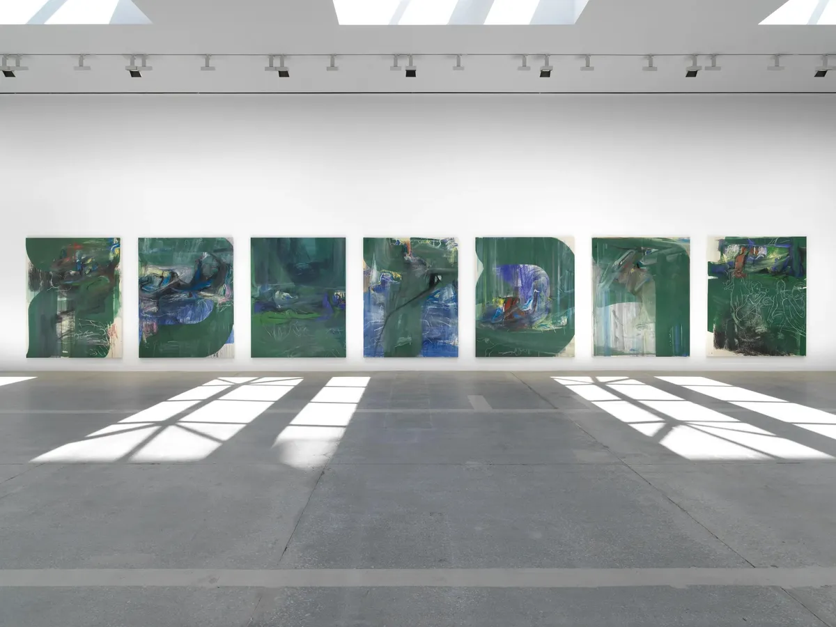 Installation view of Rita Ackermann: The Chemical Alphabet