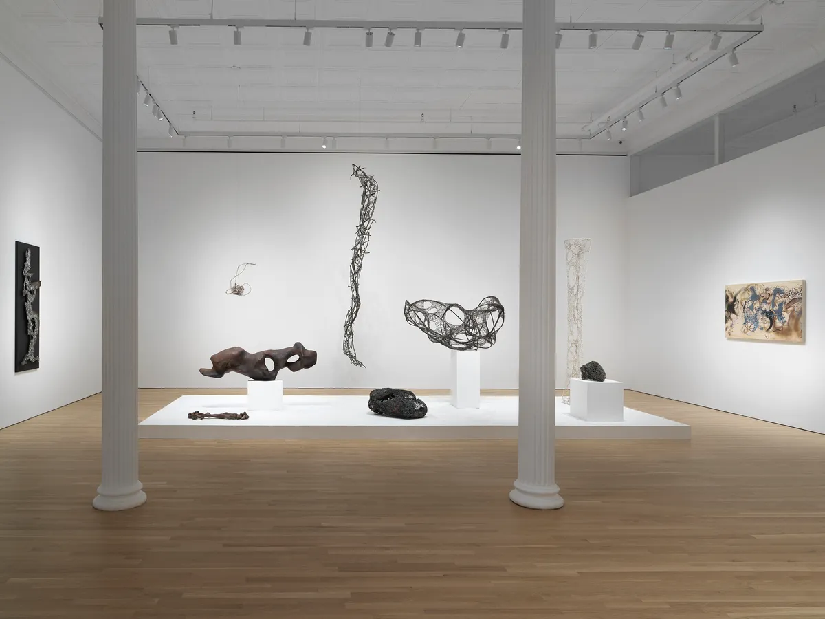 Installation view of Claire Falkenstein: San Francisco, Paris, Rome