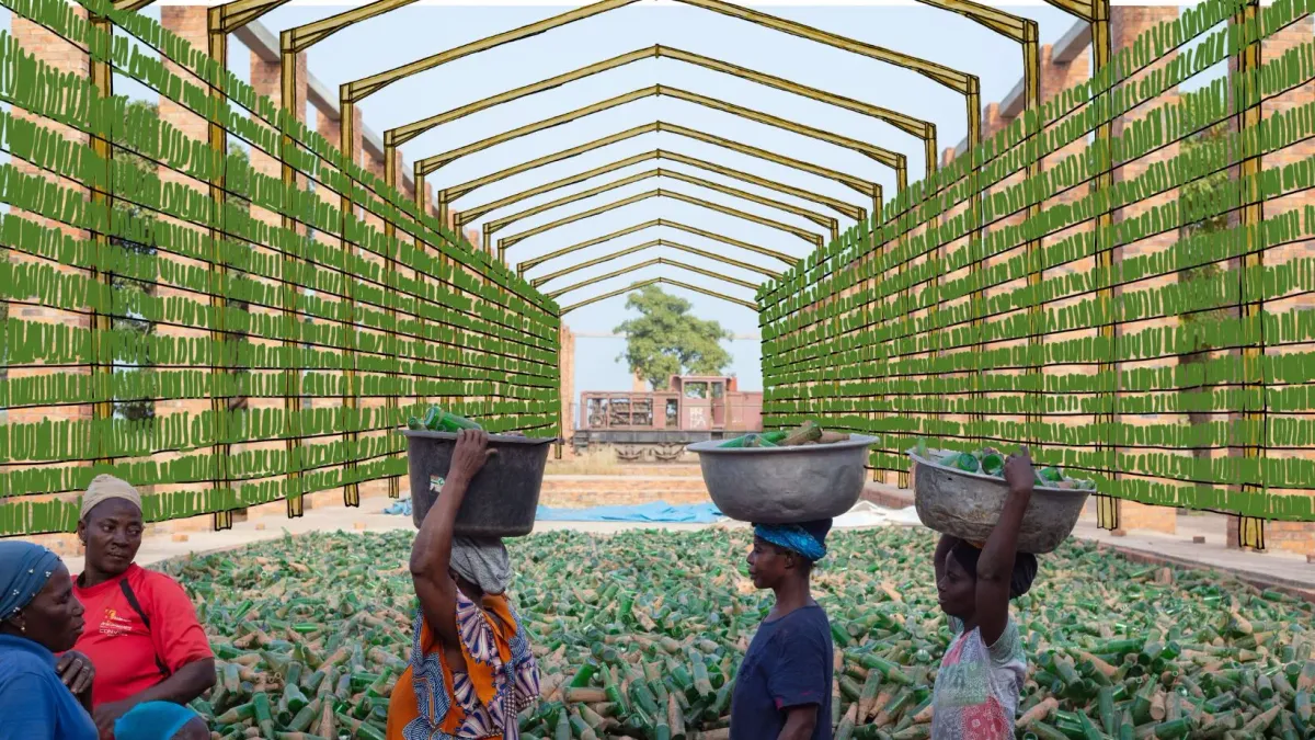 Ibrahim Mahama, dessin préparatoire numérique pour l’installation Things Fall Apart, 2024