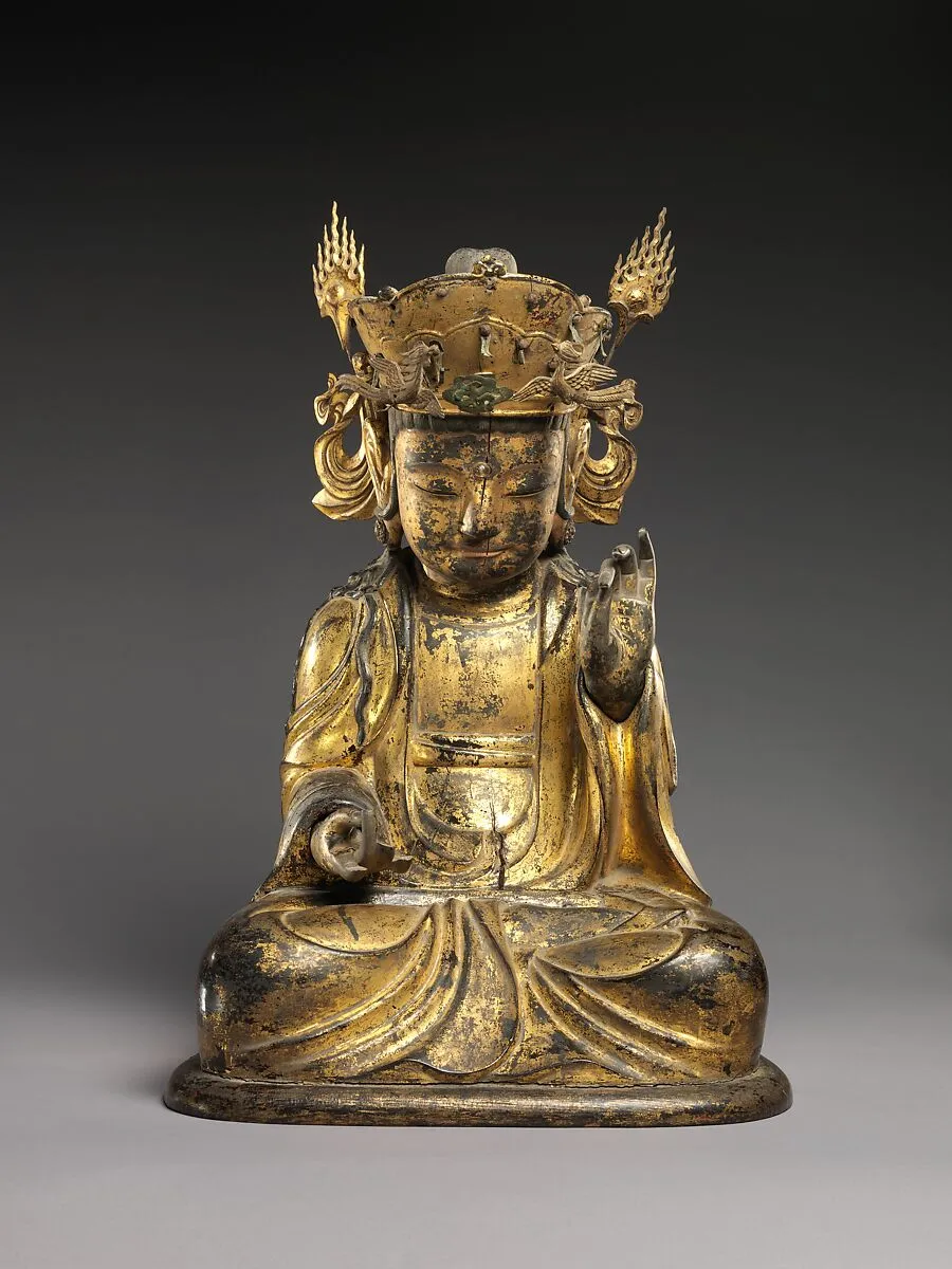 Seated bodhisattva (left attendant of a triad), ca. mid-17th century