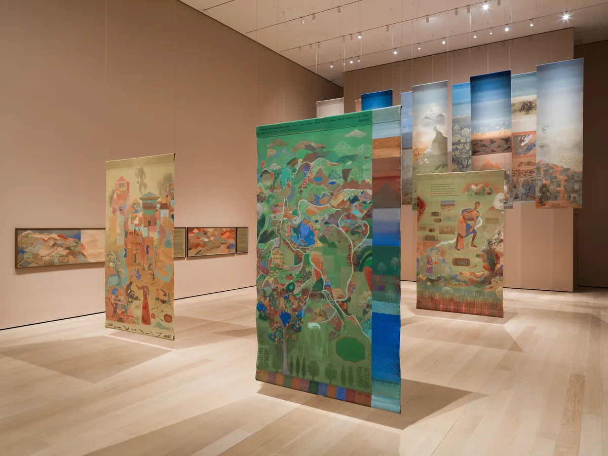 Installation view of Nilima Sheikh: Fractured Skies