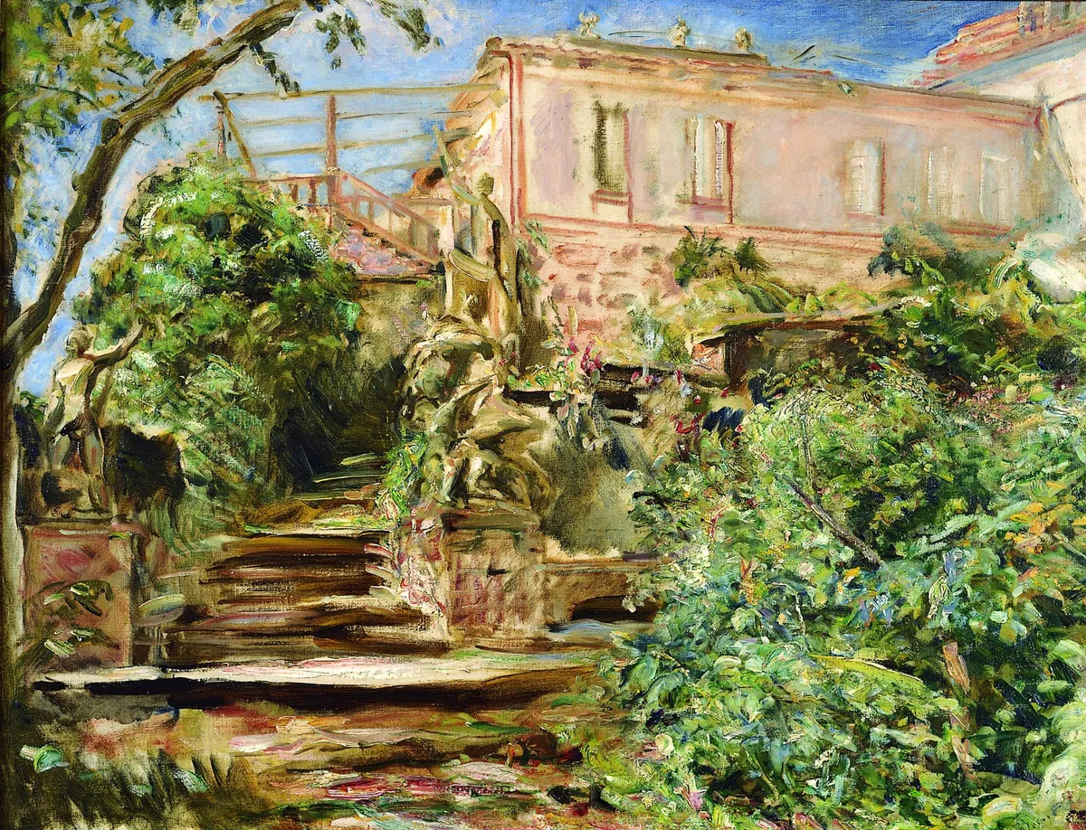 Max Slevogt, Der Garten in Neukastel mit der Bibliothek, 1930/31