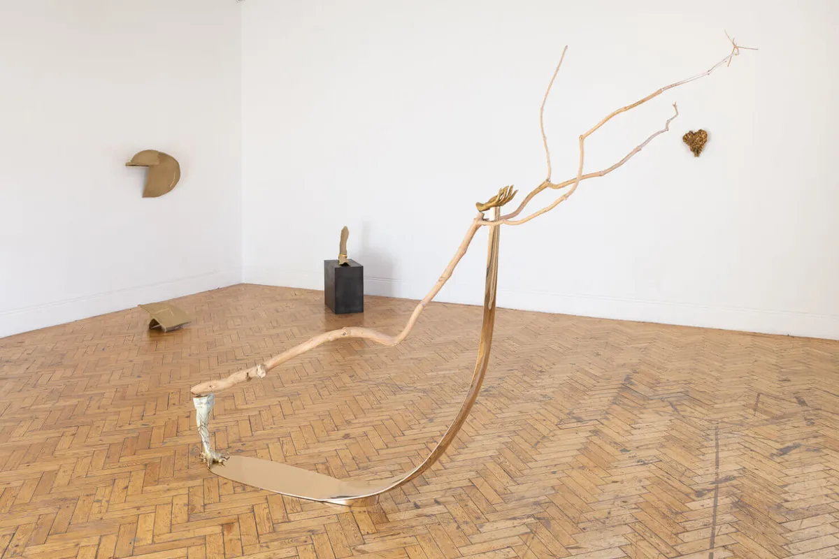 Installation view of Liz Larner: A hard line to bend
