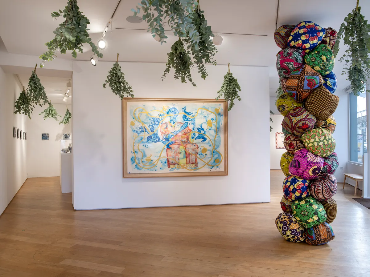 Installation view of Barthélémy Toguo: The Nomadic Studio