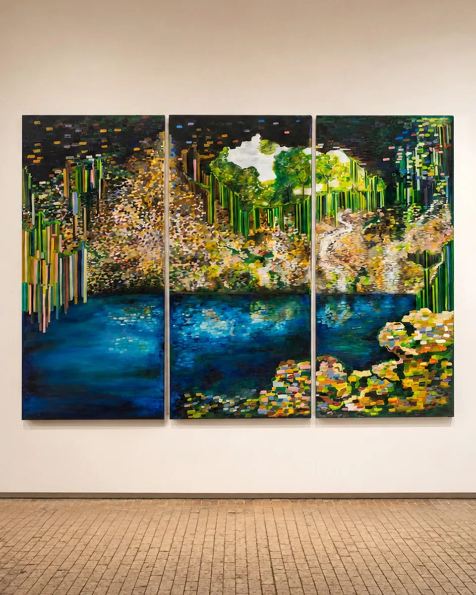 Installation view of Paola Estrella: Deep Time Currents