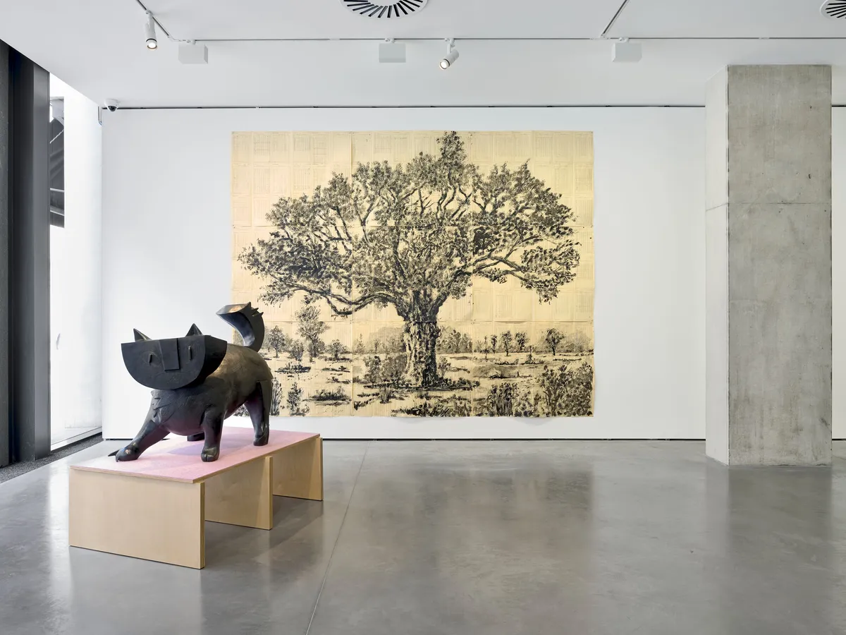 Installation view of William Kentridge: A Nicely Built City at Goodman Gallery