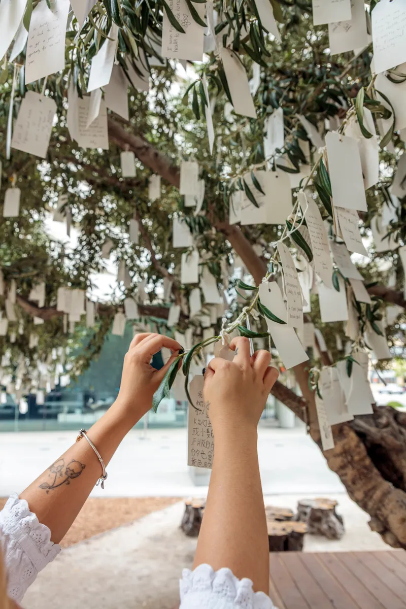 Installation view of Yoko Ono: Music of the Mind