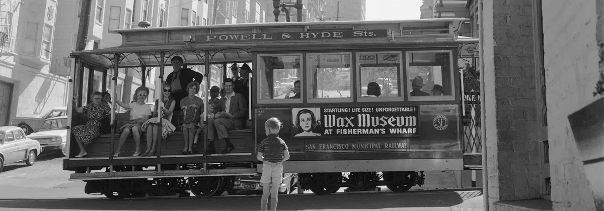 Ken Snodgrass, Cable Car with Passengers Passing Washington Mason Cable Car House Photographed for Annual Report, 1965