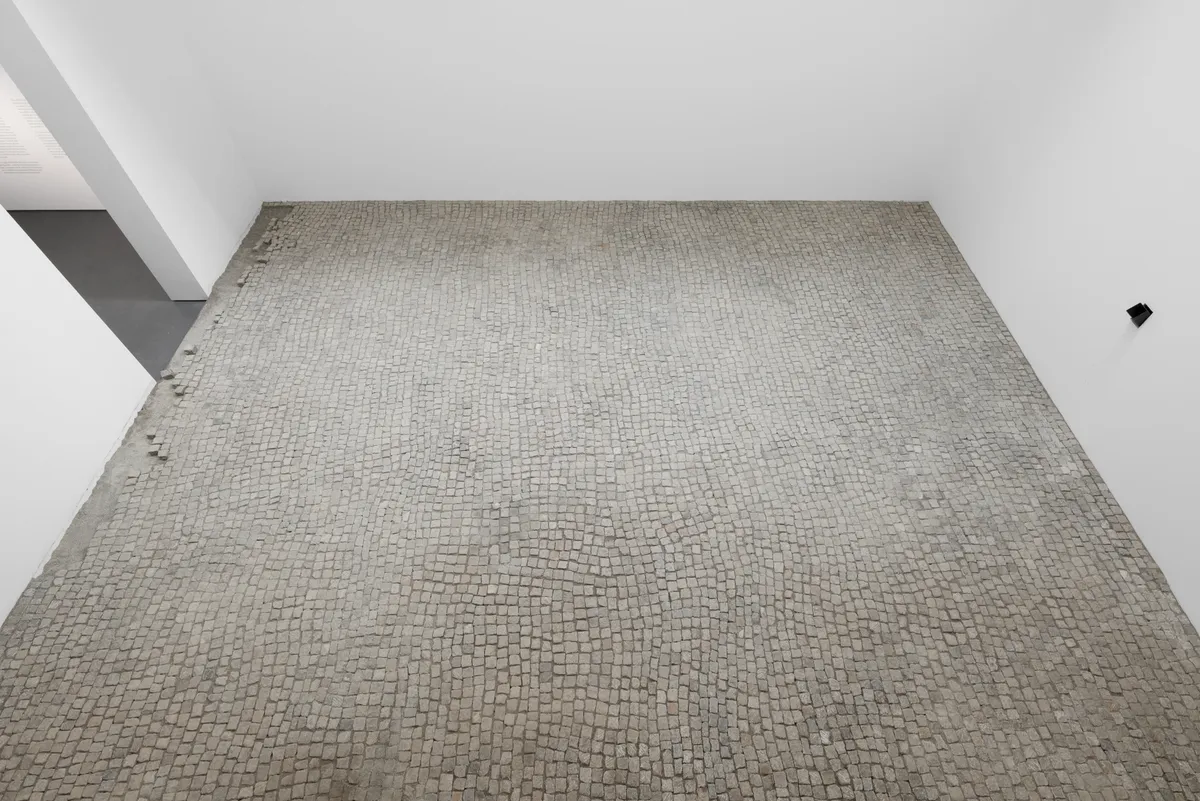 Installation view of Michael Sailstorfer: Pull the Rug