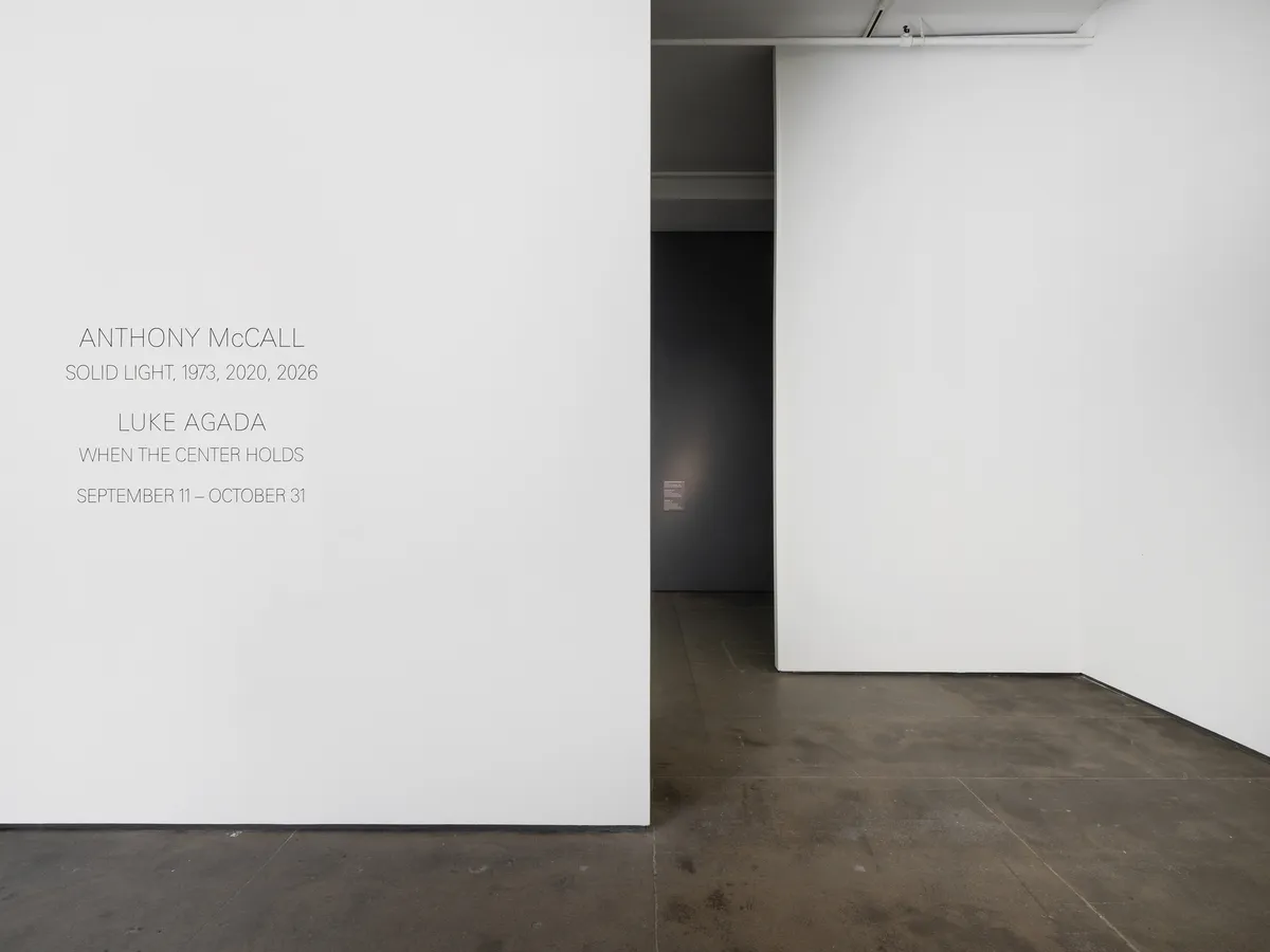 Installation view of Anthony McCall: Solid Light, 1973, 2020, 2026 at Sean Kelly