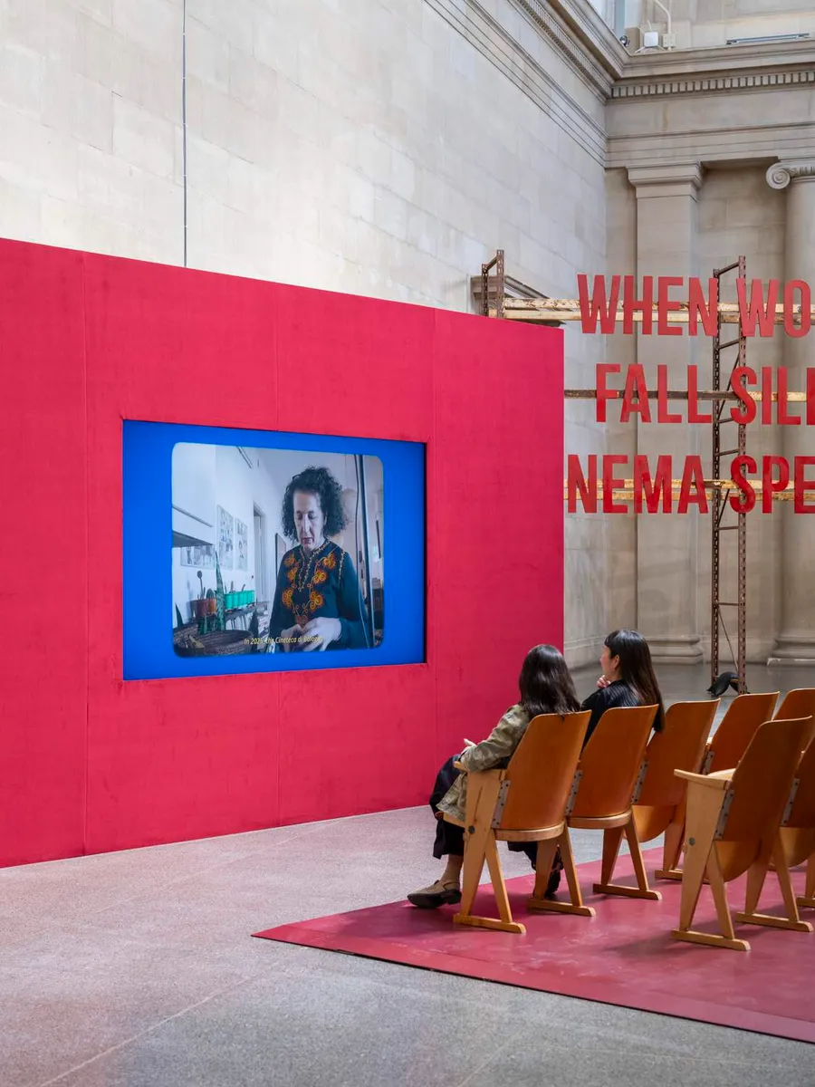 Installation view of Zineb Sedira: When Words Fall Silent, Cinema Speaks