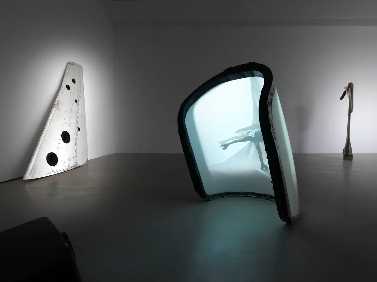 Installation view of Fiona Banner aka The Vanity Press: Poems for Helicopter Blades