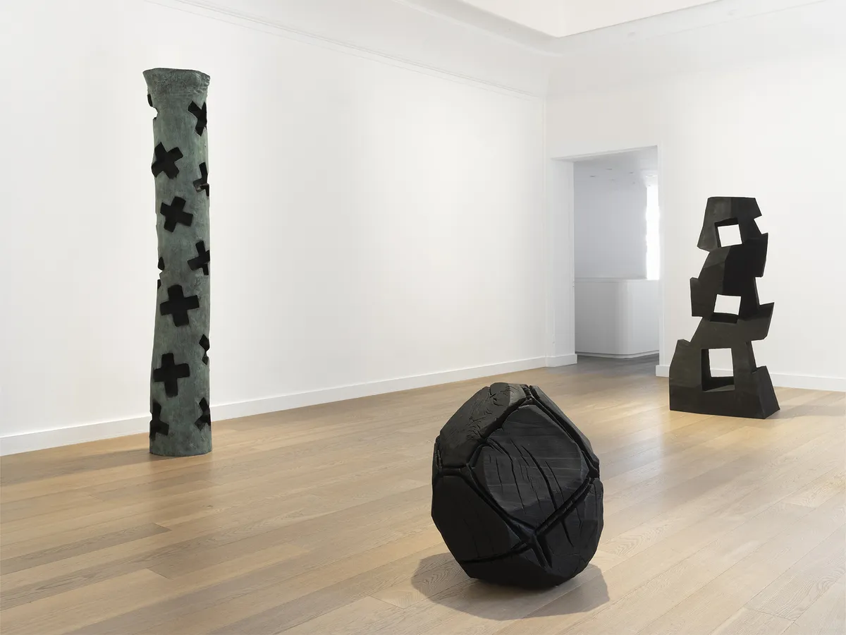 Installation view of David Nash: Catching Forms. Wood to Bronze