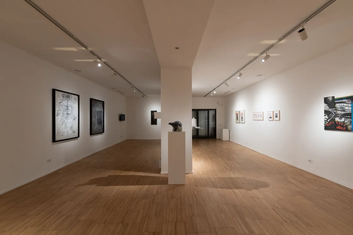 Installation view of A che gioco stiamo giocando? at Galleria Gilda Lavia