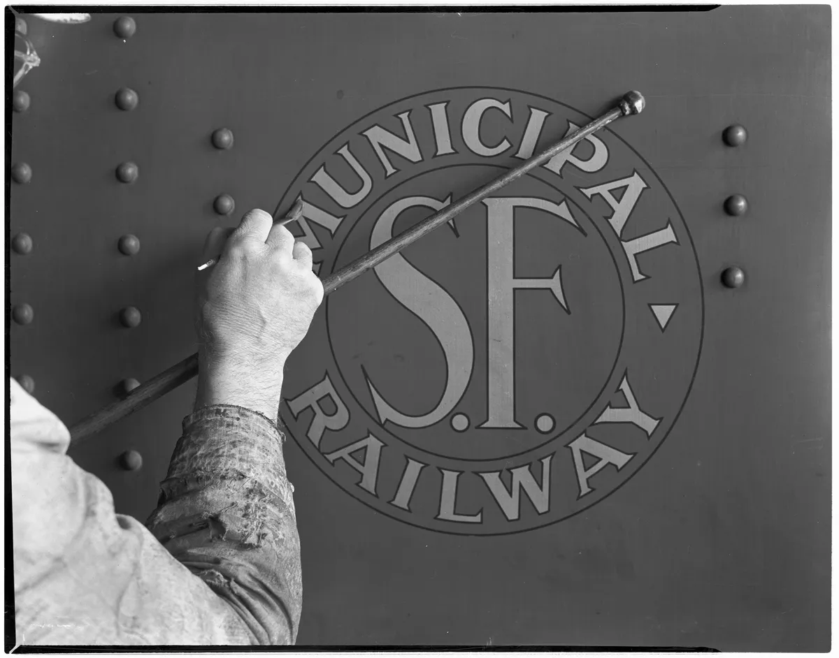 SF Municipal Railway Emblem on Side of Streetcar, circa 1950